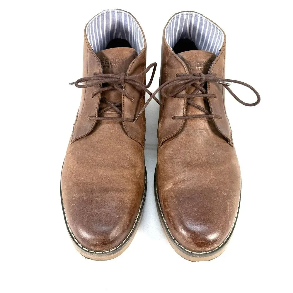 Sperry Top Sider Mens Newman Chukka Brown Leather Boots US Size 11 M US STS23738